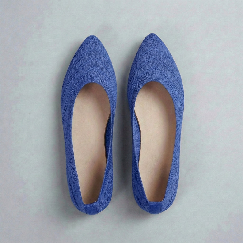 Women's Textured Knit Slip-On Flats Pointed Toe Black