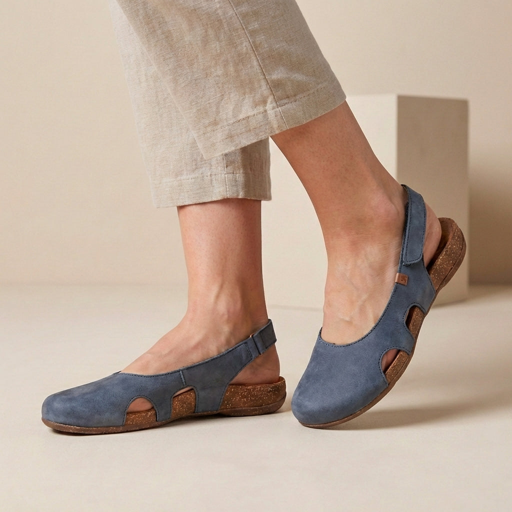 Women's Orthopedic Slingback Sandals Cork Sole Cut-Out Detail