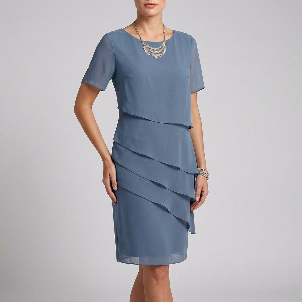 Women's Tiered Dress Ruffled Sleeves Sheer - Vonnera