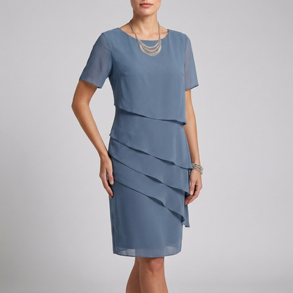 Women's Tiered Dress Ruffled Sleeves Sheer - Vonnera