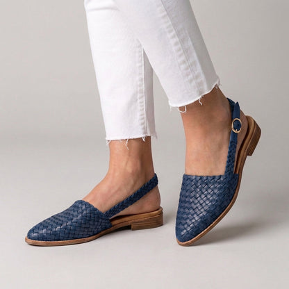 Vegan Leather Pointed Toe Slingback Flats
