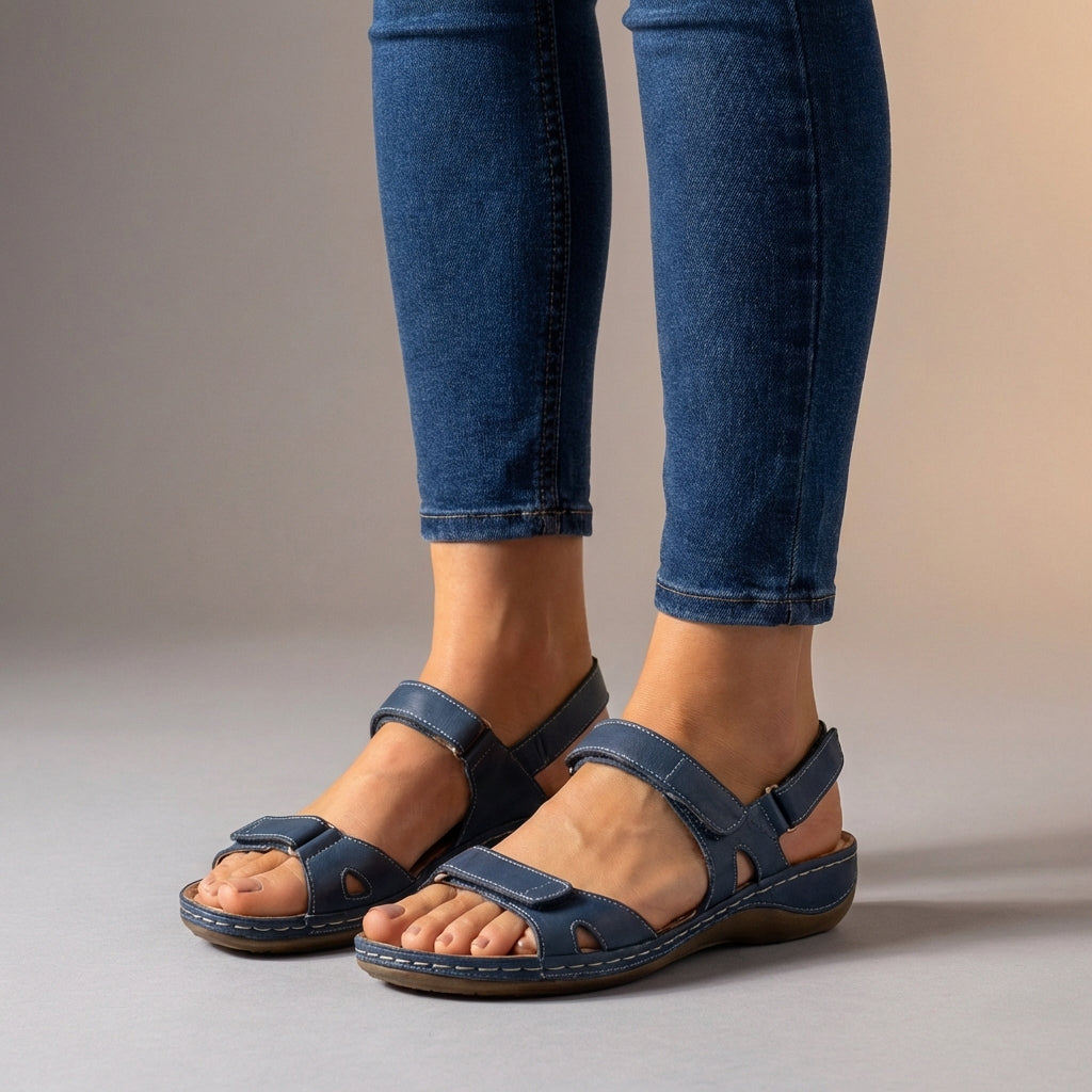 Comfort Sandals Adjustable Straps Cushioned Sole Brown - Vonnera