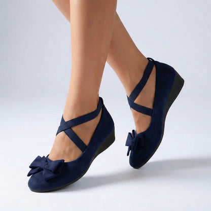Women's Fitted Wedge Loafers Bow Detail