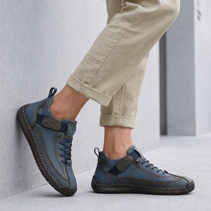 Mens Lace Up Sneakers Leather Moc Toe Brown