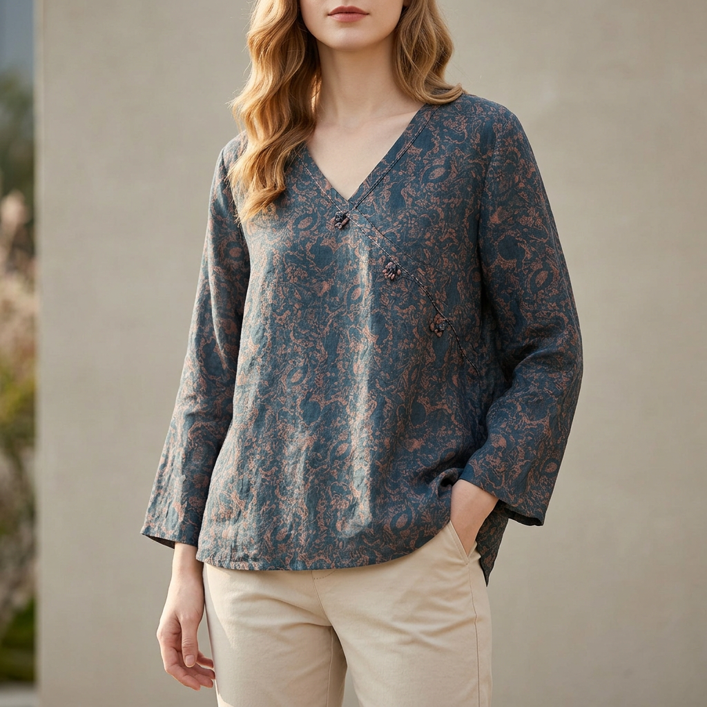 Women's Relaxed Fit Crosswrap V-Neck Blouse - Vonnera