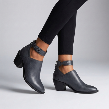 Women's Fitted Ankle Boots Braided Strap Block Heel