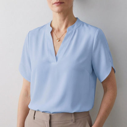 Dionne Women's Relaxed Fit V Neck Blouse Split Sleeves