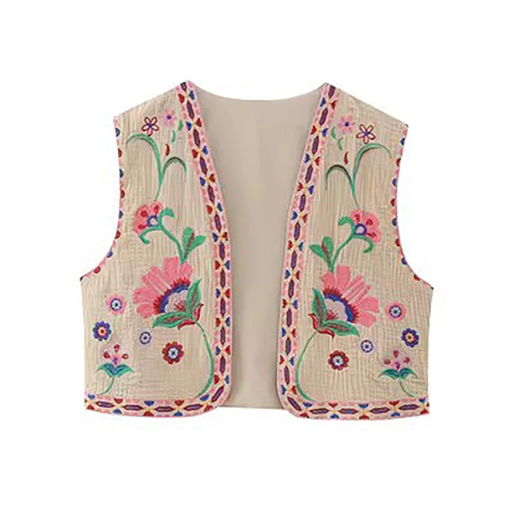 Women's Embroidered Floral Vest