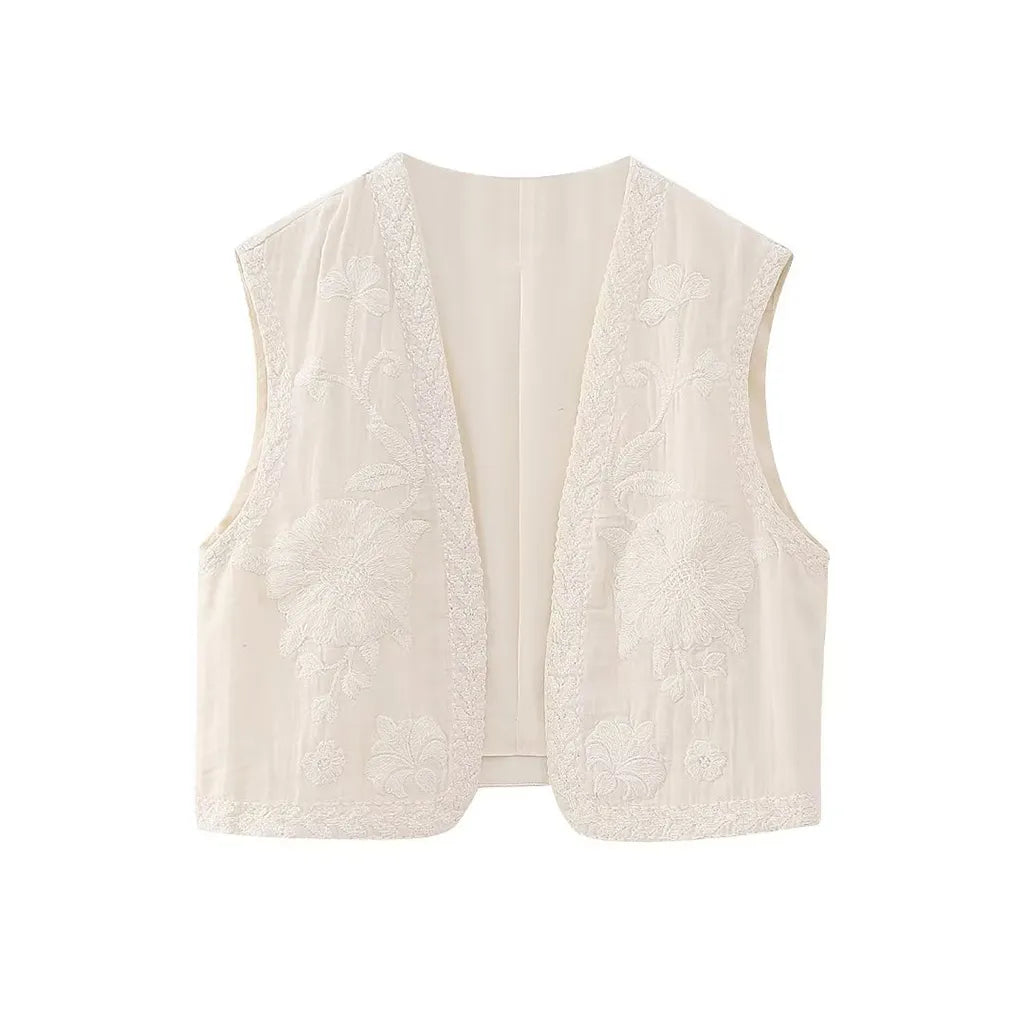 Women's Embroidered Floral Vest