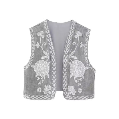 Women's Embroidered Floral Vest