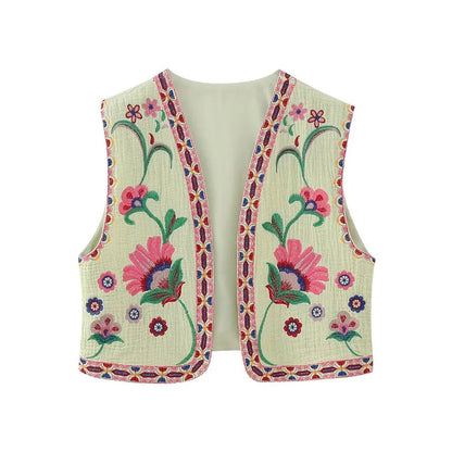 Women's Embroidered Floral Vest