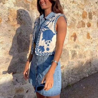 Women's Embroidered Boho Vest - Vonnera
