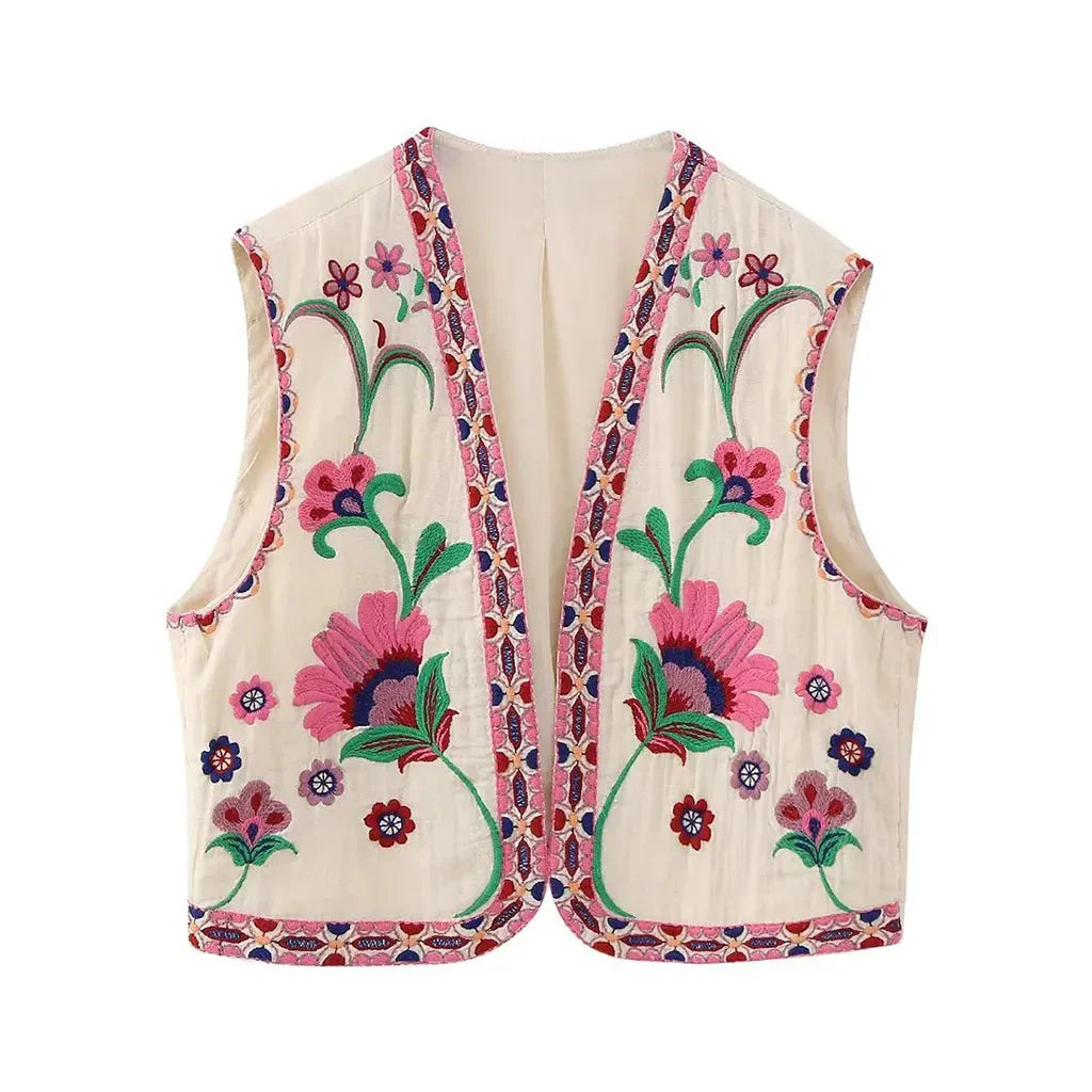 Women's Embroidered Floral Vest