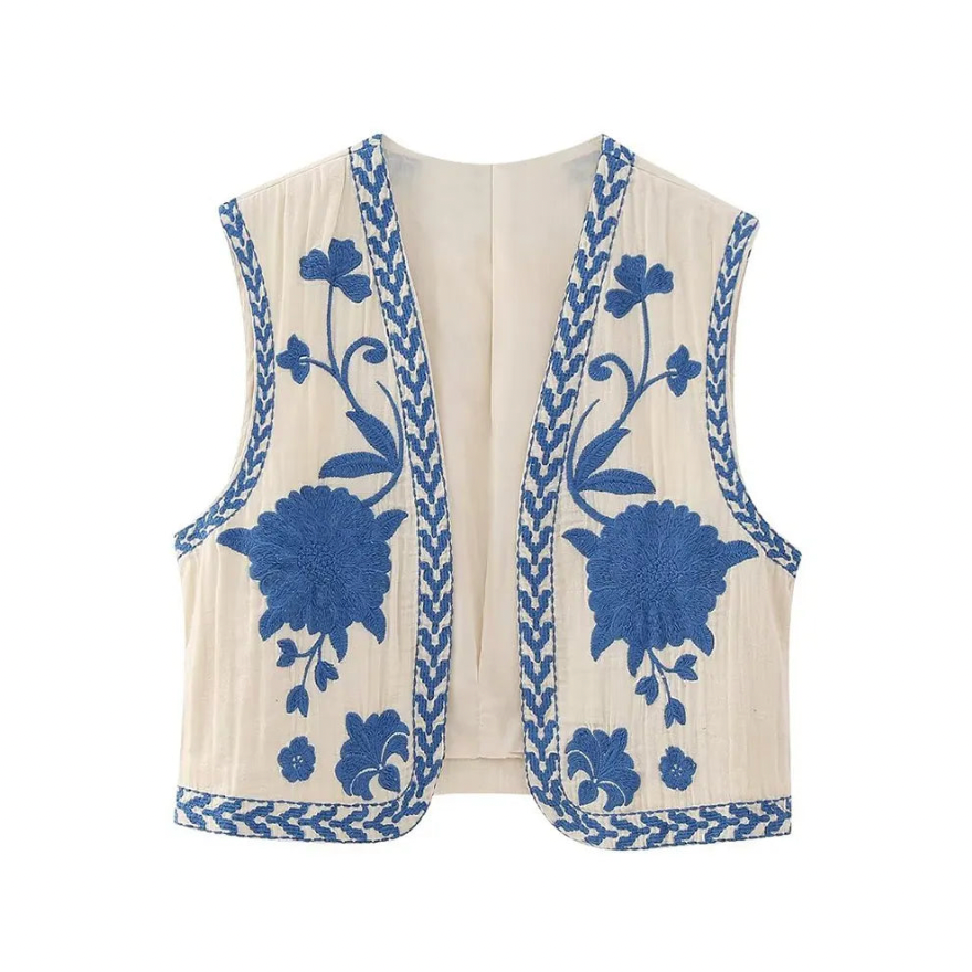 Women's Embroidered Floral Vest