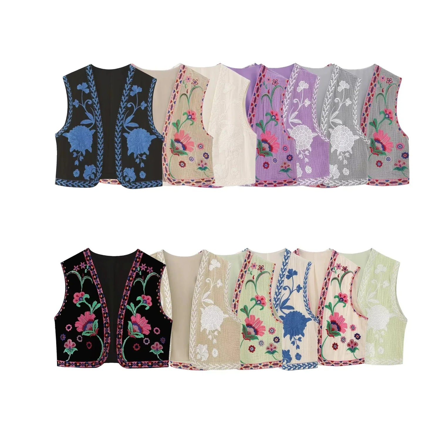 Women's Embroidered Floral Vest