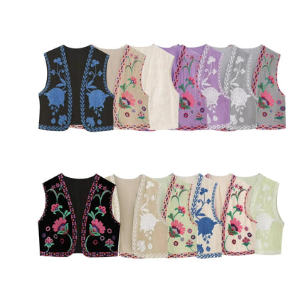 Women's Embroidered Floral Vest