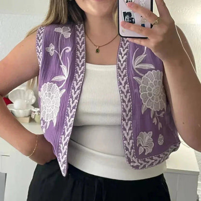 Women's Embroidered Floral Vest