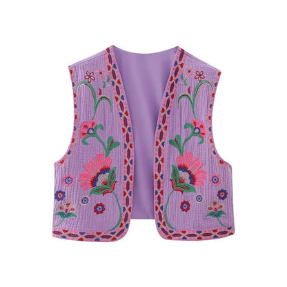 Women's Embroidered Floral Vest