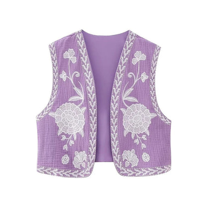 Women's Embroidered Floral Vest