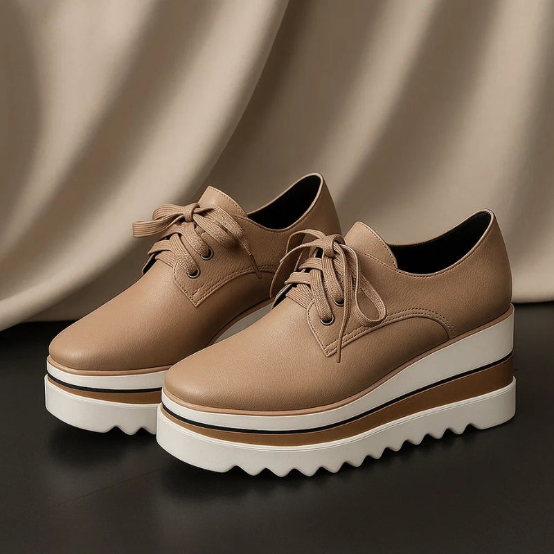 Men's Platform Oxford Shoes Lace-Up Leather