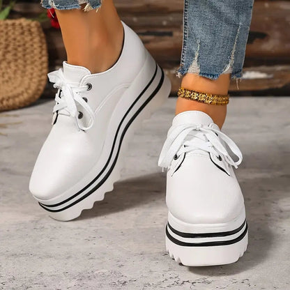 Men's Platform Oxford Shoes Lace-Up Leather