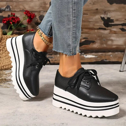 Men's Platform Oxford Shoes Lace-Up Leather