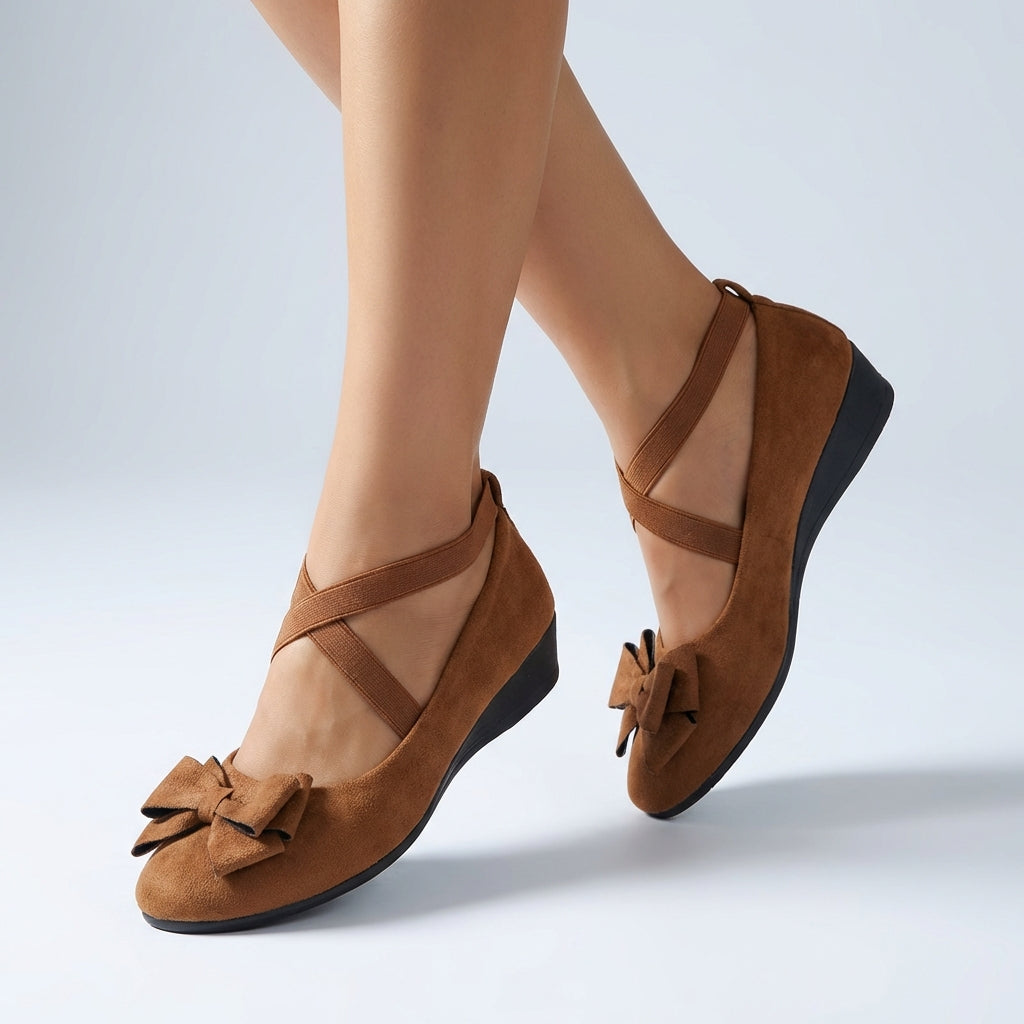 Women's Fitted Wedge Loafers Bow Detail