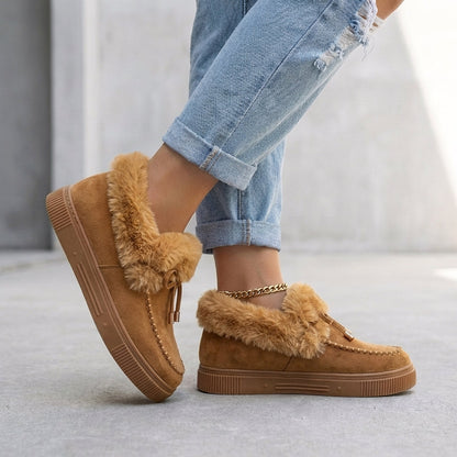 Women's Ankle Boots Faux Fur Moccasin Brown