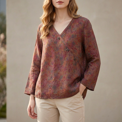 Women's Relaxed Fit Crosswrap V-Neck Blouse