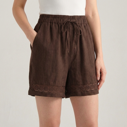 Women's Wide Leg Mini Shorts Lace Drawstring Waist