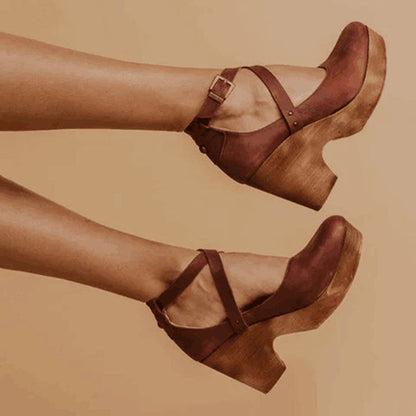 Women's Mary Jane Platform Shoes Buckle Strap