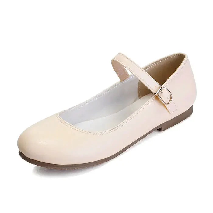 Women's Black Ballet Flats Buckle Strap Comfortable - Vonnera