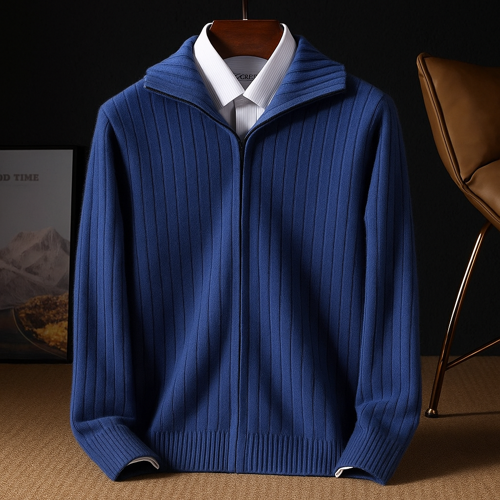 Men's Wool Zip Cardigan - Vonnera