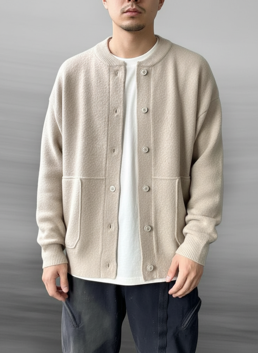 Men's Crew Neck Button Down Sweater