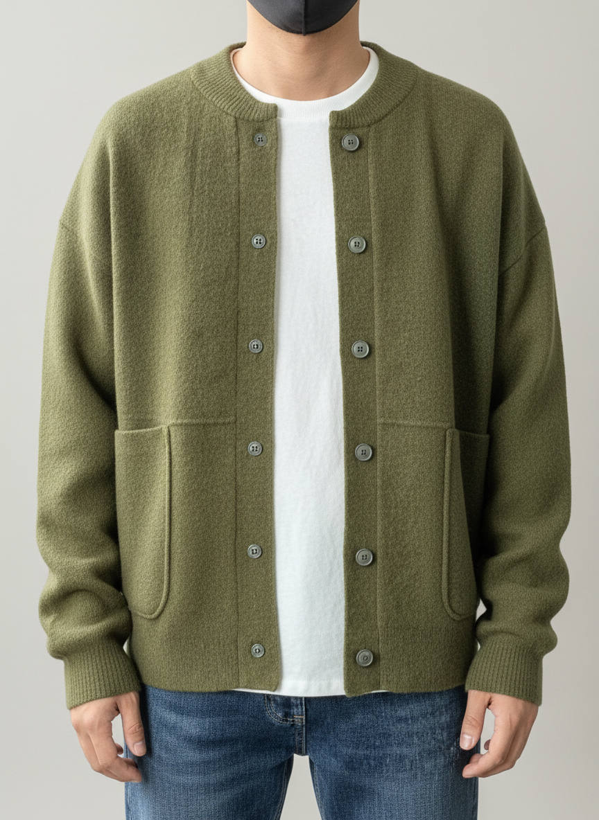 Men's Crew Neck Button Down Sweater