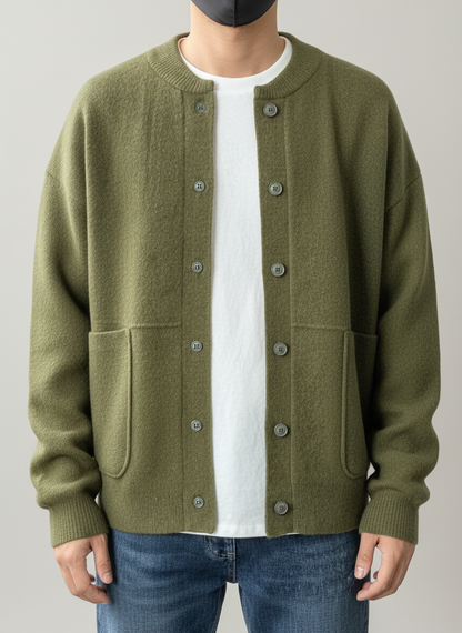 Men's Crew Neck Button Down Sweater