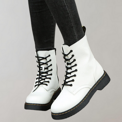 Women's Combat Boots Lace-Up Leather Black