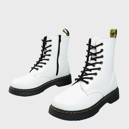 Women's Combat Boots Lace-Up Leather Black