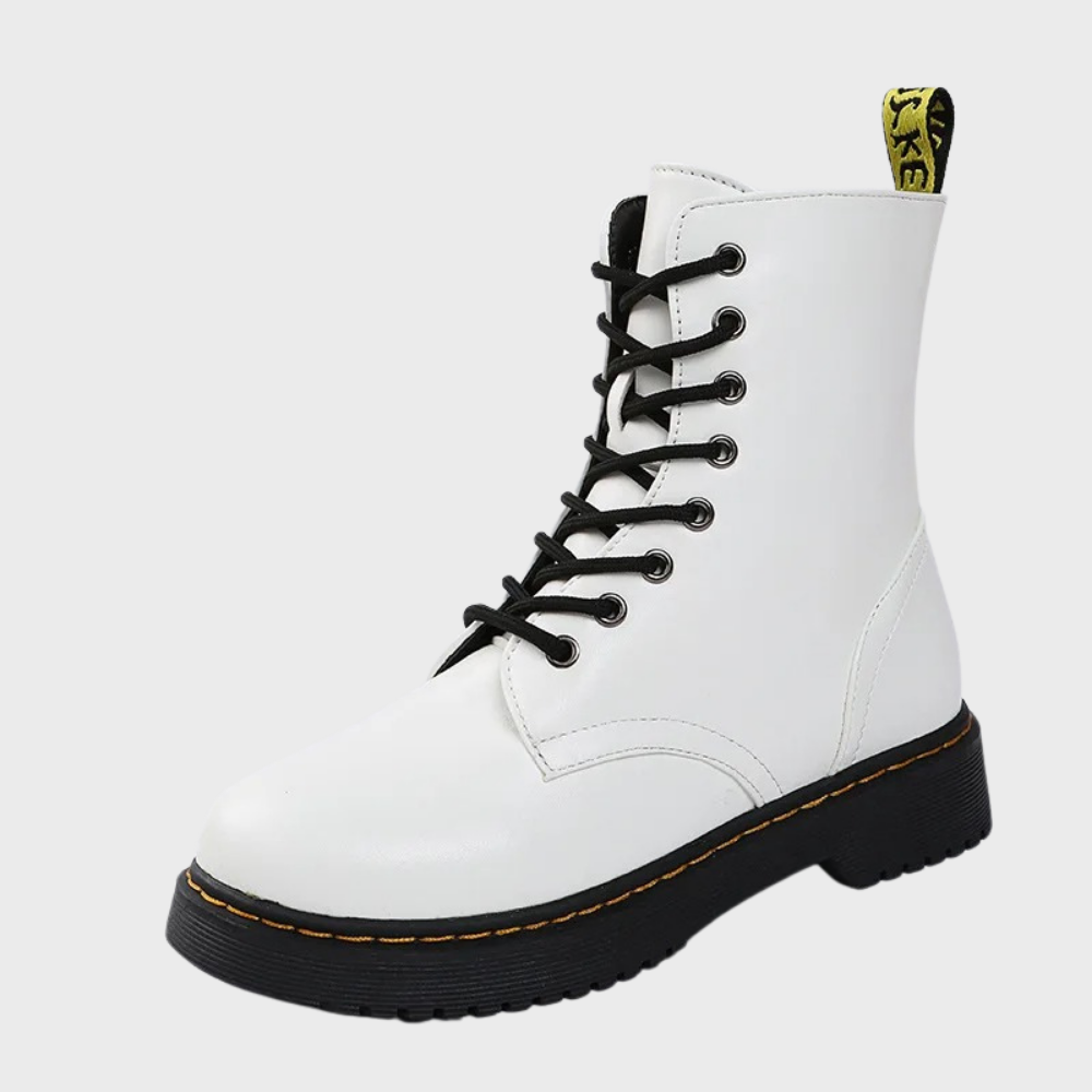 Women's Combat Boots Lace-Up Leather Black
