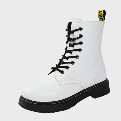 Women's Combat Boots Lace-Up Leather Black