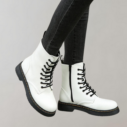 Women's Combat Boots Lace-Up Leather Black