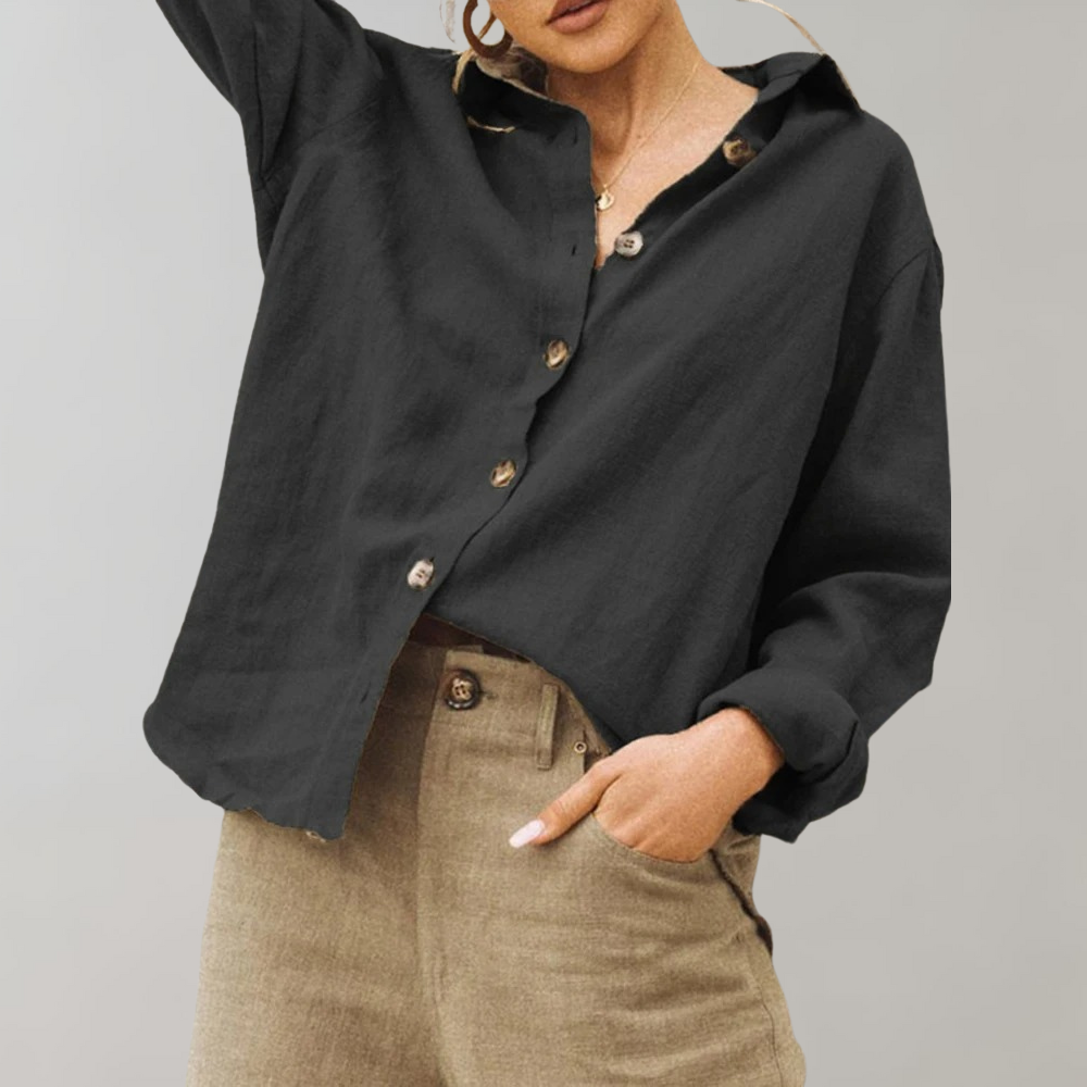 Women's Linen Blouse Vintage Style - Vonnera