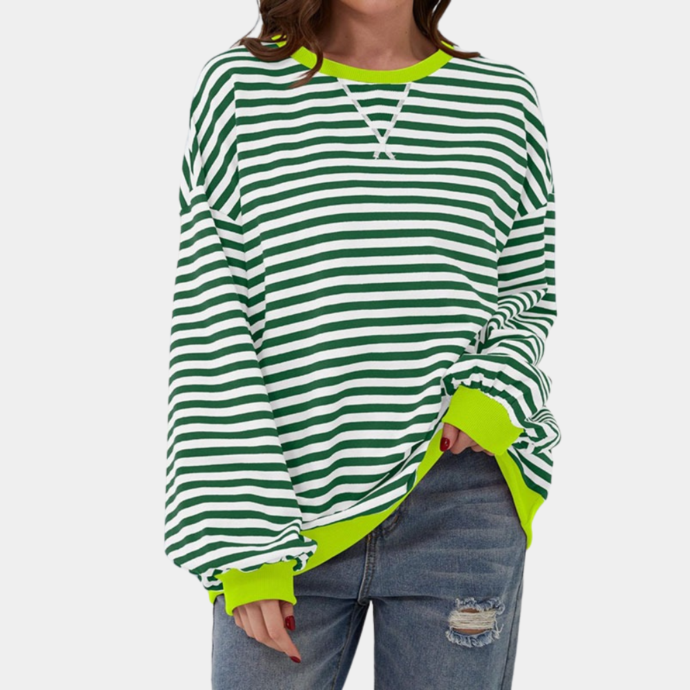 Women's Striped Long Sleeve Oversized T-Shirt
