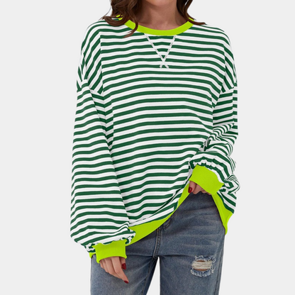 Women's Striped Long Sleeve Oversized T-Shirt