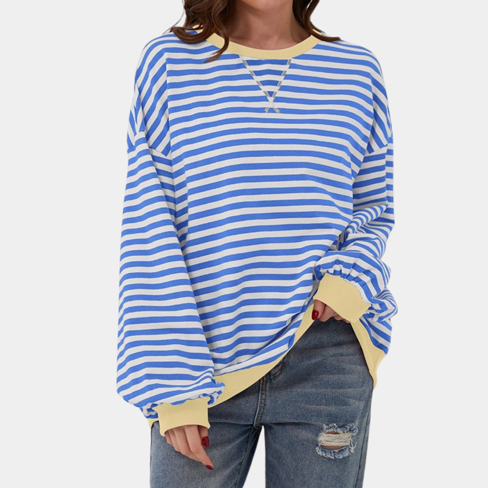 Women's Striped Long Sleeve Oversized T-Shirt