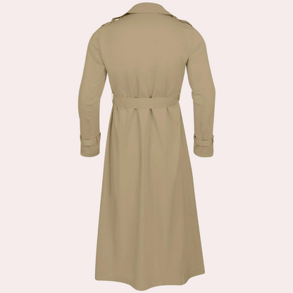 Men's Double-Breasted Trench Coat Belted Wool Black