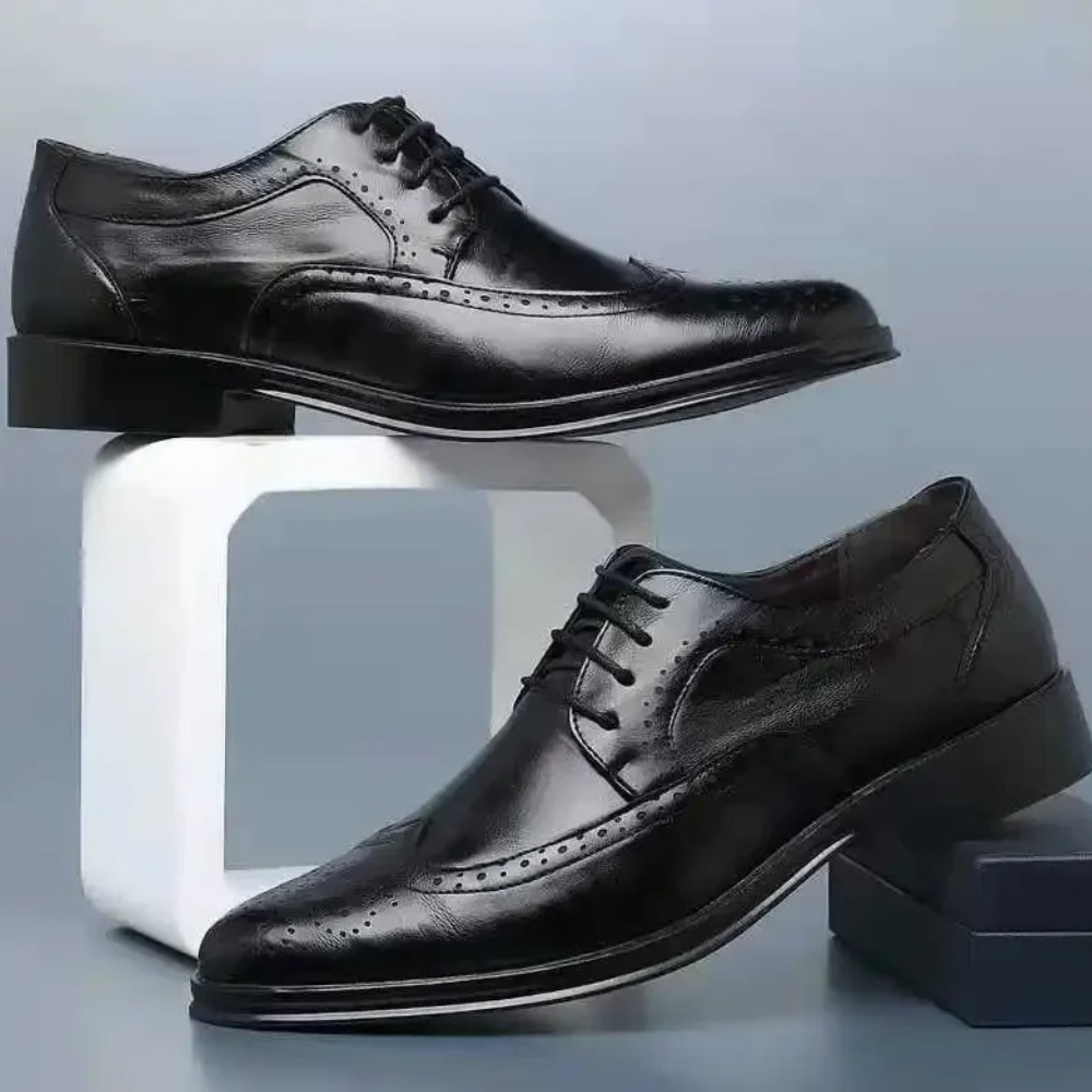 Men's Leather Oxford Shoes Formal Black - Vonnera