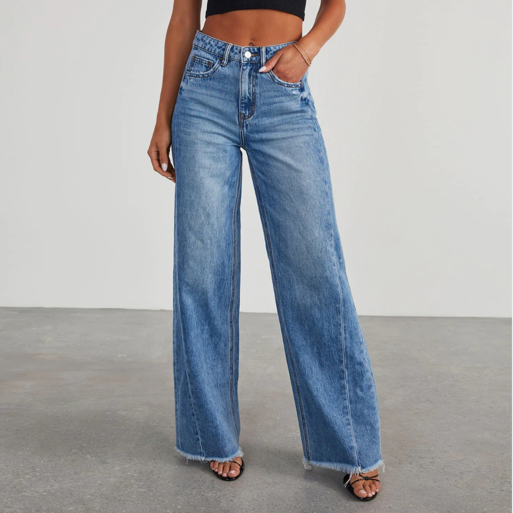 Women's High-Waisted Wide-Leg Jeans Comfortable Casual - Vonnera