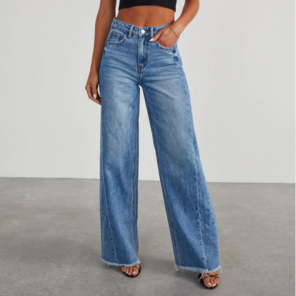 Women's High-Waisted Wide-Leg Jeans Comfortable Casual - Vonnera