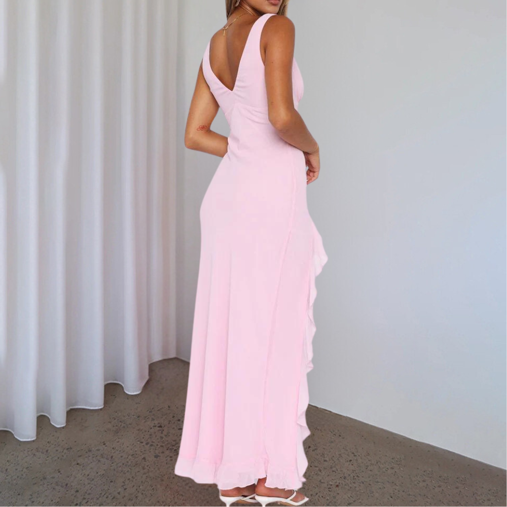 Paige Women's Sleeveless V-Neck Maxi Dress Asymmetrical